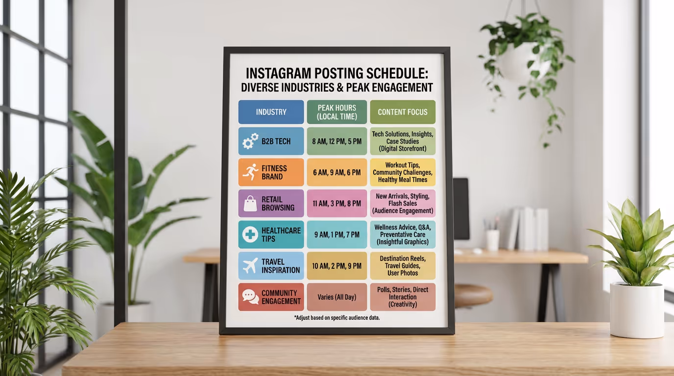 Optimal Instagram Posting Time by Industry